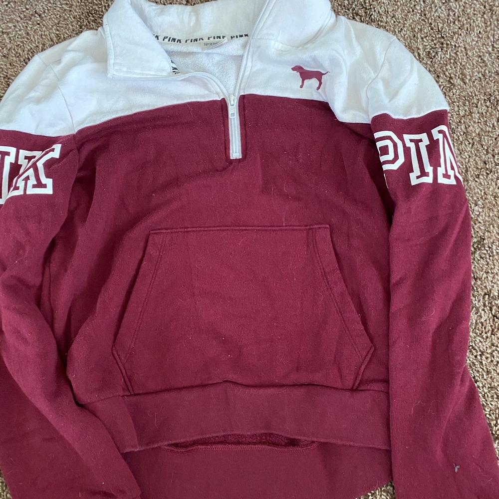Pink quarter zip sweatshirt